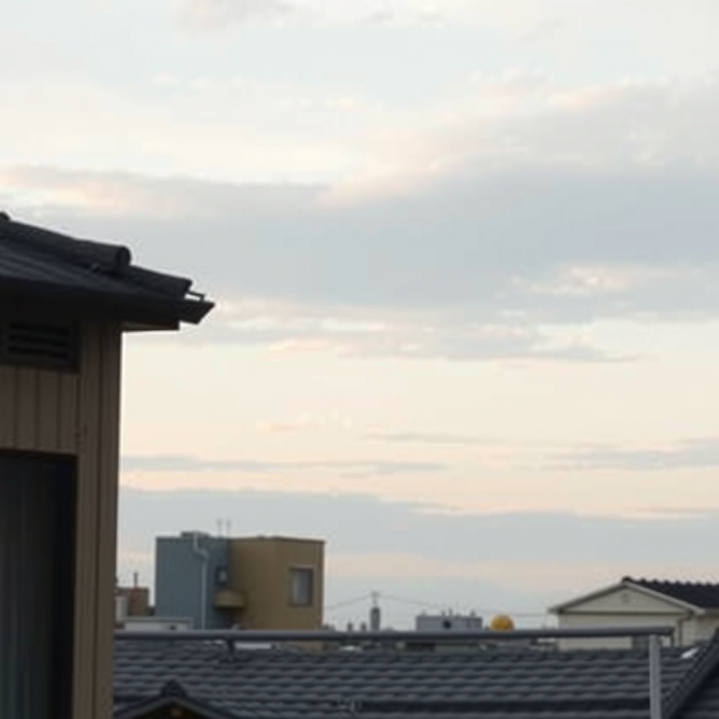 夕方の静かな住宅地の空とやわらかな雲