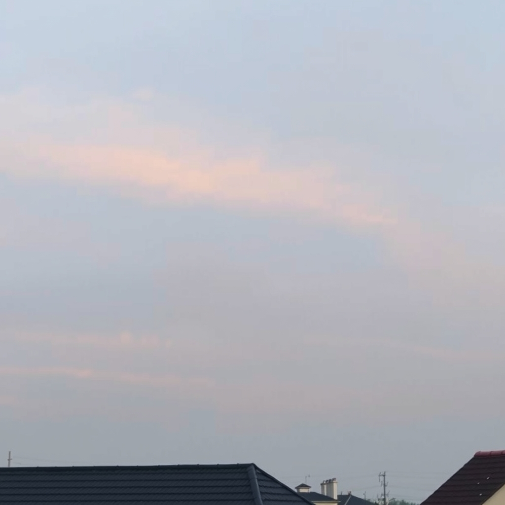 夕方の静かな住宅地の空とやわらかな雲